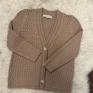 LOFT Women's Beige Open-Knit Cardigan